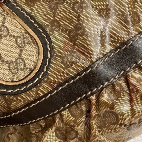 Gucci Brown GG Crystal Canvas and Leather Mix Tote bag - Picture 12 of 16